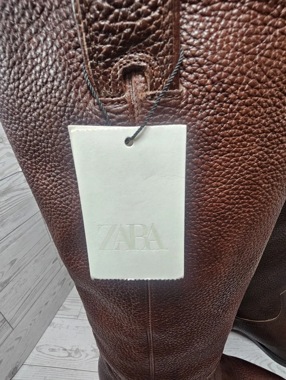 NWT ZARA Brown Pebbled Leather Western Cowboy Boots Women's 6.5 EUR 37